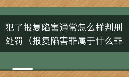 犯了报复陷害通常怎么样判刑处罚（报复陷害罪属于什么罪）