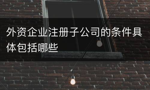外资企业注册子公司的条件具体包括哪些