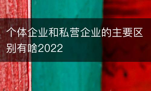 个体企业和私营企业的主要区别有啥2022