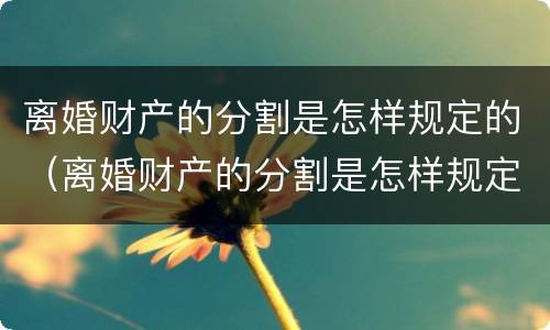 离婚财产的分割是怎样规定的（离婚财产的分割是怎样规定的呢）