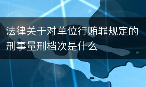 法律关于对单位行贿罪规定的刑事量刑档次是什么