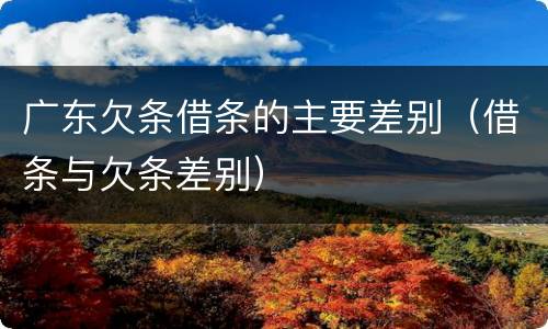 广东欠条借条的主要差别（借条与欠条差别）