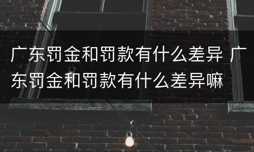 广东罚金和罚款有什么差异 广东罚金和罚款有什么差异嘛