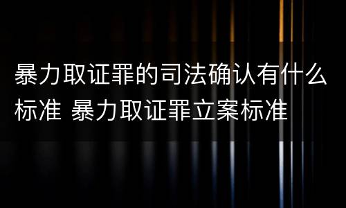 暴力取证罪的司法确认有什么标准 暴力取证罪立案标准
