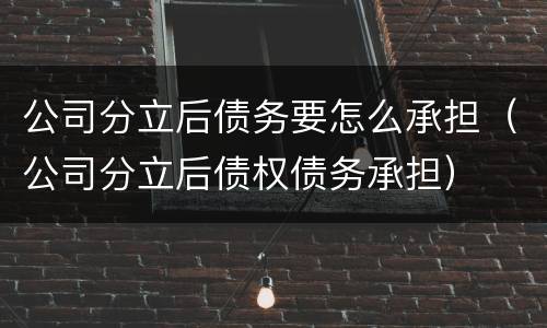 公司分立后债务要怎么承担（公司分立后债权债务承担）