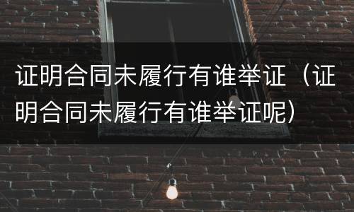 证明合同未履行有谁举证（证明合同未履行有谁举证呢）