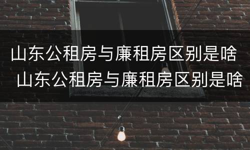 山东公租房与廉租房区别是啥 山东公租房与廉租房区别是啥啊