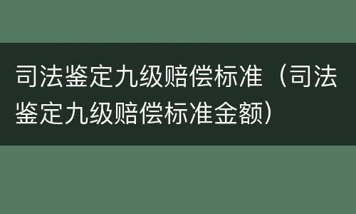 司法鉴定九级赔偿标准（司法鉴定九级赔偿标准金额）