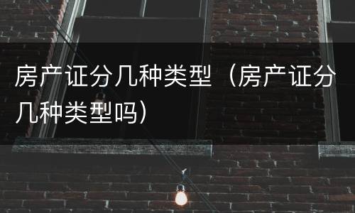 房产证分几种类型（房产证分几种类型吗）