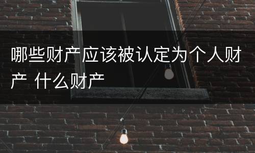 哪些财产应该被认定为个人财产 什么财产