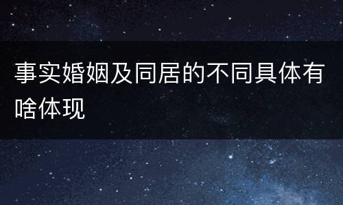 事实婚姻及同居的不同具体有啥体现