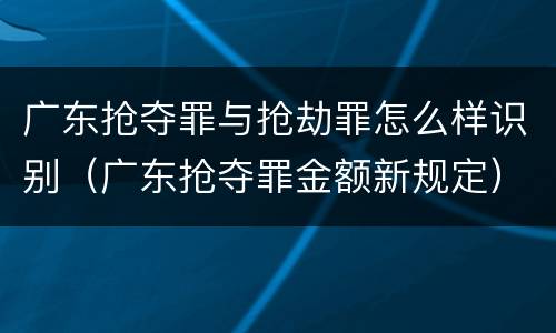 广东抢夺罪与抢劫罪怎么样识别（广东抢夺罪金额新规定）
