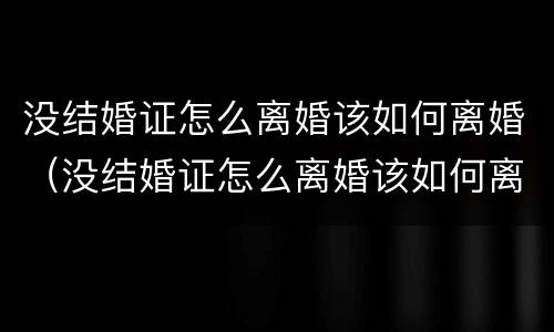 没结婚证怎么离婚该如何离婚（没结婚证怎么离婚该如何离婚呢）