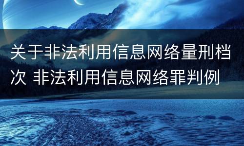 关于非法利用信息网络量刑档次 非法利用信息网络罪判例