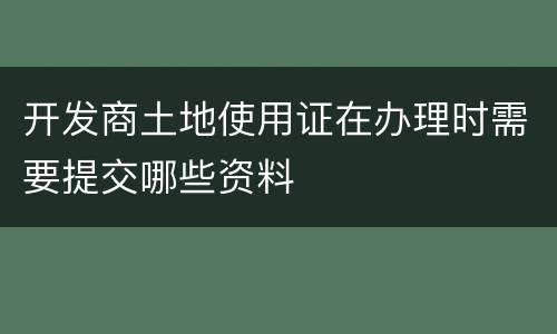 开发商土地使用证在办理时需要提交哪些资料