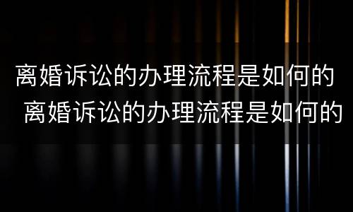 离婚诉讼的办理流程是如何的 离婚诉讼的办理流程是如何的呢