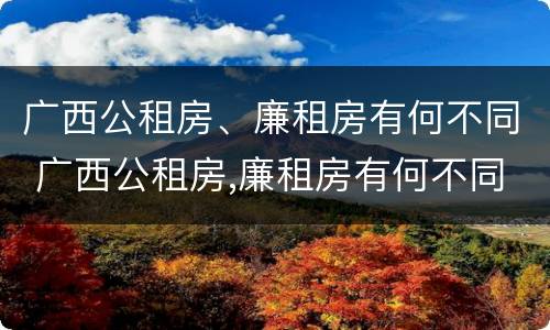 广西公租房、廉租房有何不同 广西公租房,廉租房有何不同之处