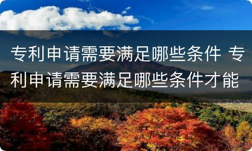 专利申请需要满足哪些条件 专利申请需要满足哪些条件才能申请