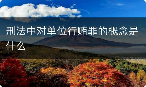 刑法中对单位行贿罪的概念是什么