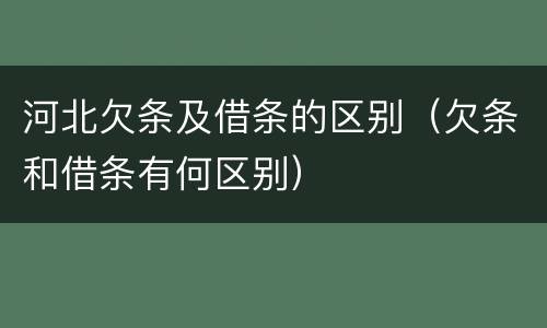 河北欠条及借条的区别（欠条和借条有何区别）
