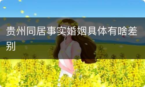 贵州同居事实婚姻具体有啥差别