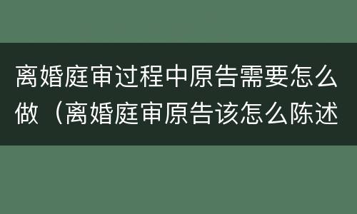 离婚庭审过程中原告需要怎么做（离婚庭审原告该怎么陈述）