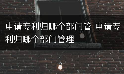 申请专利归哪个部门管 申请专利归哪个部门管理