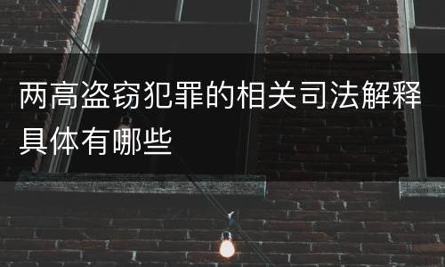 两高盗窃犯罪的相关司法解释具体有哪些
