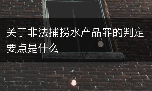 关于非法捕捞水产品罪的判定要点是什么
