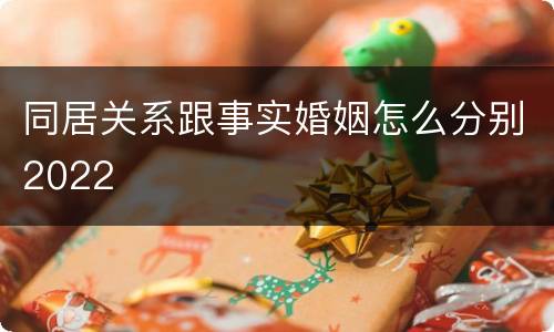 同居关系跟事实婚姻怎么分别2022
