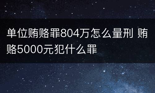 单位贿赂罪804万怎么量刑 贿赂5000元犯什么罪