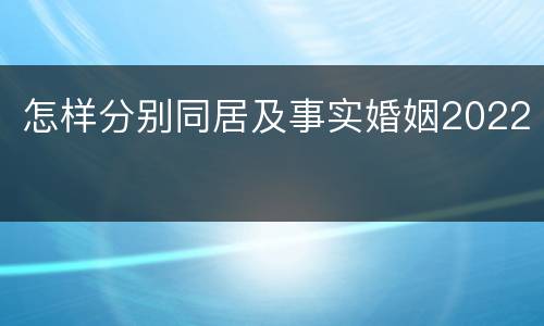 怎样分别同居及事实婚姻2022
