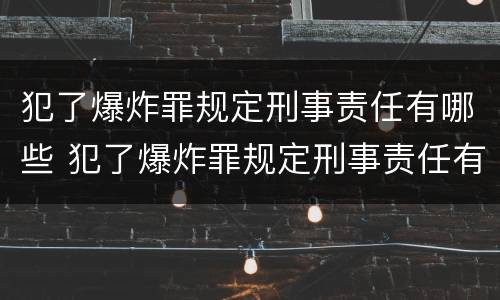 犯了爆炸罪规定刑事责任有哪些 犯了爆炸罪规定刑事责任有哪些