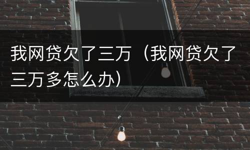 我网贷欠了三万（我网贷欠了三万多怎么办）
