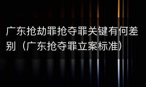 广东抢劫罪抢夺罪关键有何差别（广东抢夺罪立案标准）