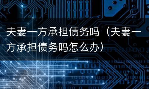 夫妻一方承担债务吗（夫妻一方承担债务吗怎么办）