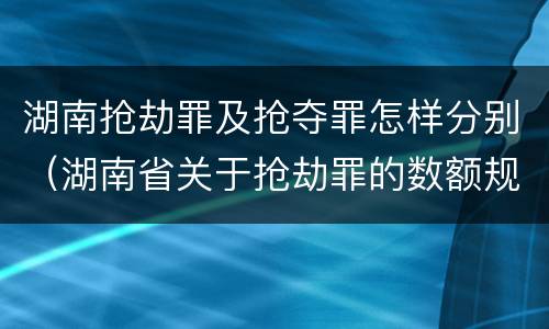 湖南抢劫罪及抢夺罪怎样分别（湖南省关于抢劫罪的数额规定）