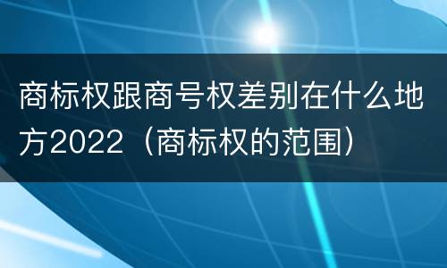 商标权跟商号权差别在什么地方2022（商标权的范围）