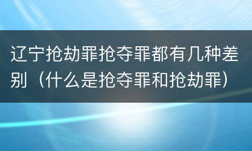 辽宁抢劫罪抢夺罪都有几种差别（什么是抢夺罪和抢劫罪）