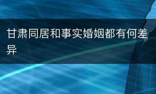 甘肃同居和事实婚姻都有何差异