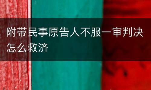 附带民事原告人不服一审判决怎么救济