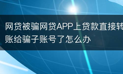 网贷被骗网贷APP上贷款直接转账给骗子账号了怎么办