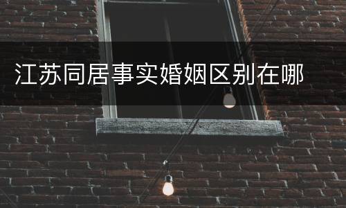 江苏同居事实婚姻区别在哪