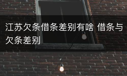 江苏欠条借条差别有啥 借条与欠条差别