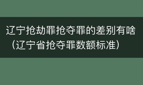 辽宁抢劫罪抢夺罪的差别有啥（辽宁省抢夺罪数额标准）