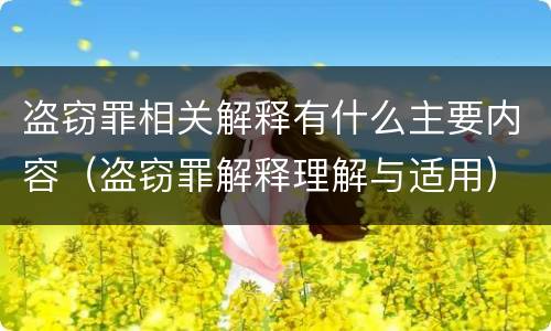 盗窃罪相关解释有什么主要内容（盗窃罪解释理解与适用）