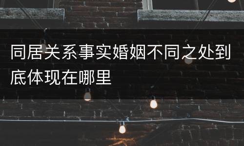 同居关系事实婚姻不同之处到底体现在哪里