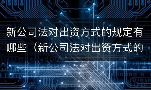 新公司法对出资方式的规定有哪些（新公司法对出资方式的规定有哪些条例）