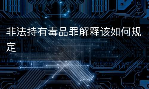 非法持有毒品罪解释该如何规定