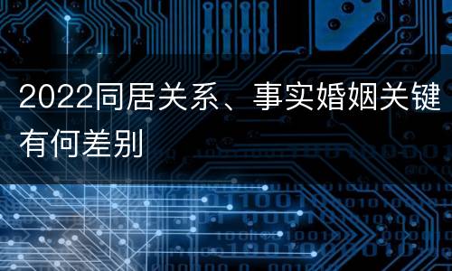 2022同居关系、事实婚姻关键有何差别